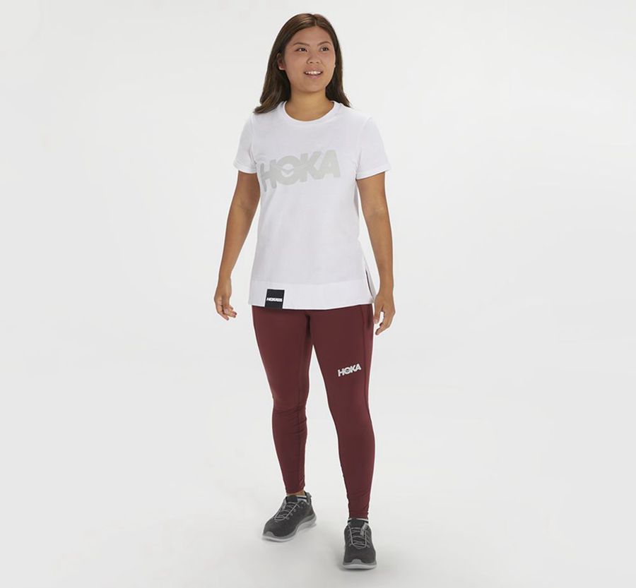 Hoka One One Brand - Women's T-Shirts - White - UK 427LHFRXE